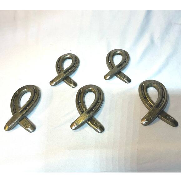 Cancer Ribbon Shape Napkin Rings Western Ranch set of 5 Diamond Metal RF724 - Picture 2 of 9